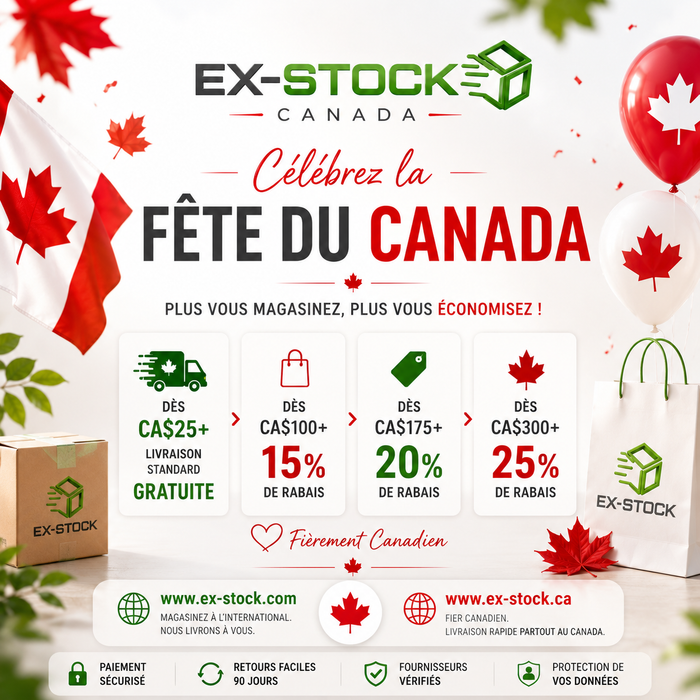 Fête du Canada 2026 : Jusqu'à 25 % de rabais + Livraison gratuite chez EX-STOCK Canada 🇨🇦