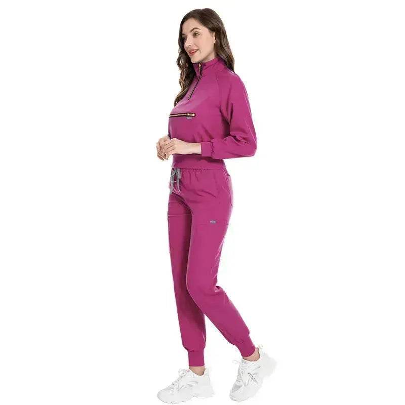 Leisure Jogging Surgical Gown Split Hospital Surgical Gown Stretch Nurse Suit - EX-STOCK Canada