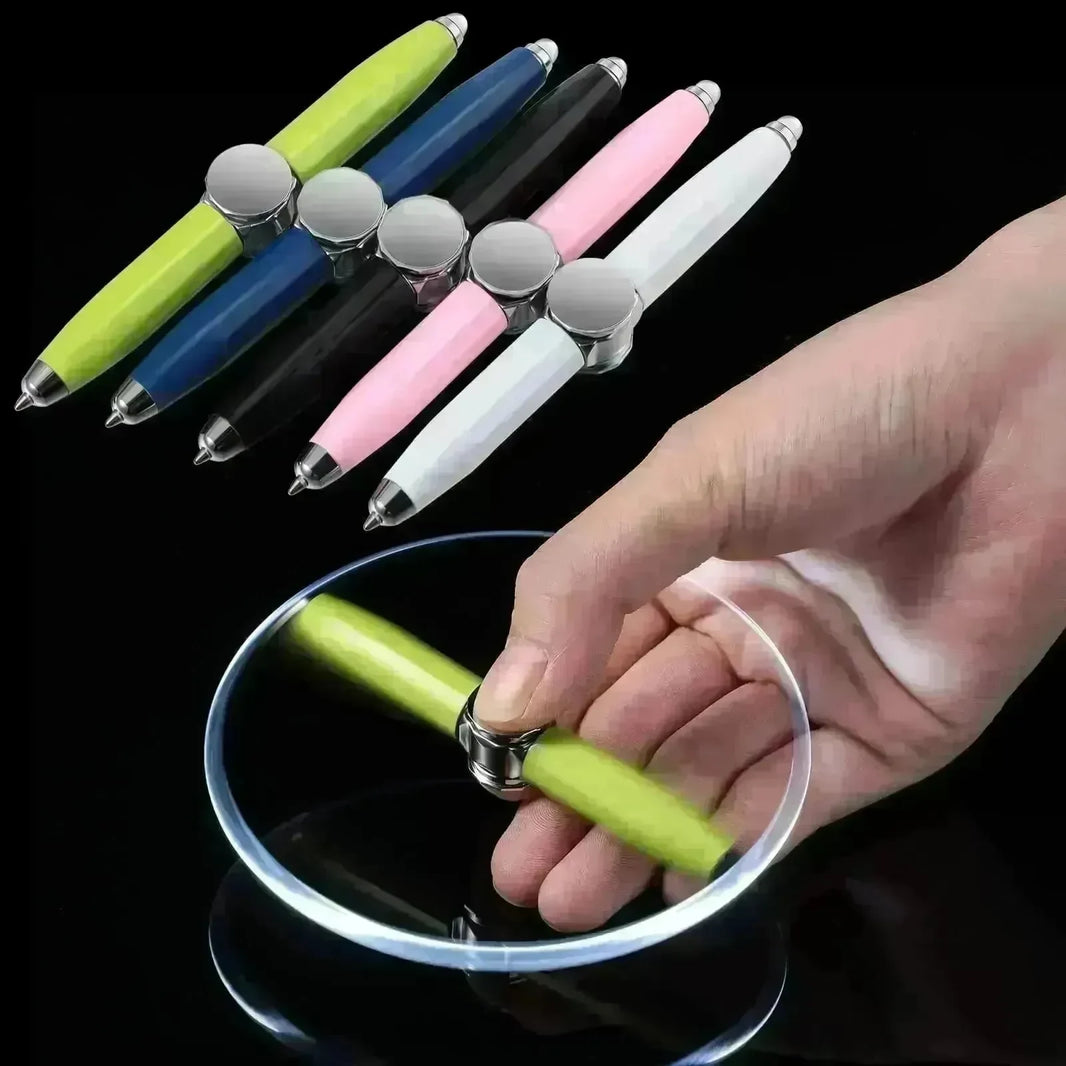 Creative Multi-Function LED Pen Spinning Decompression Gyro Metal Ballpoint Pen Fashion Office School Supplies Writing Pens - EX-STOCK CANADA