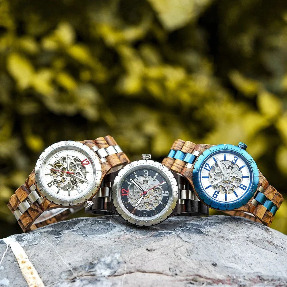 Wooden Automatic Mechanical Watches Men Luxury EX-STOCK Canada