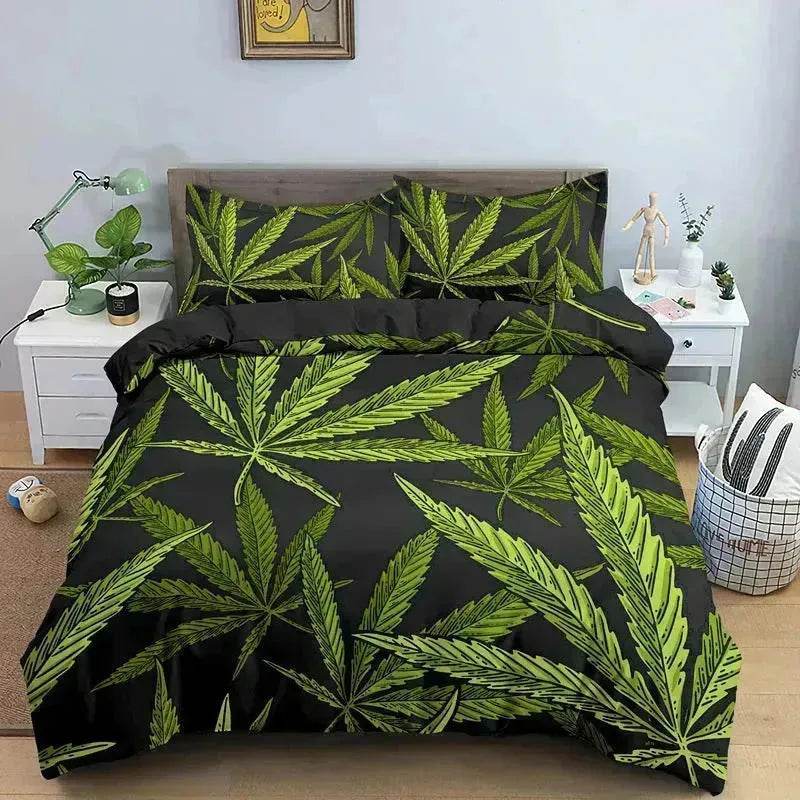 Colorful Psychedelic Weed Leaf Bedding Set - EX-STOCK Canada