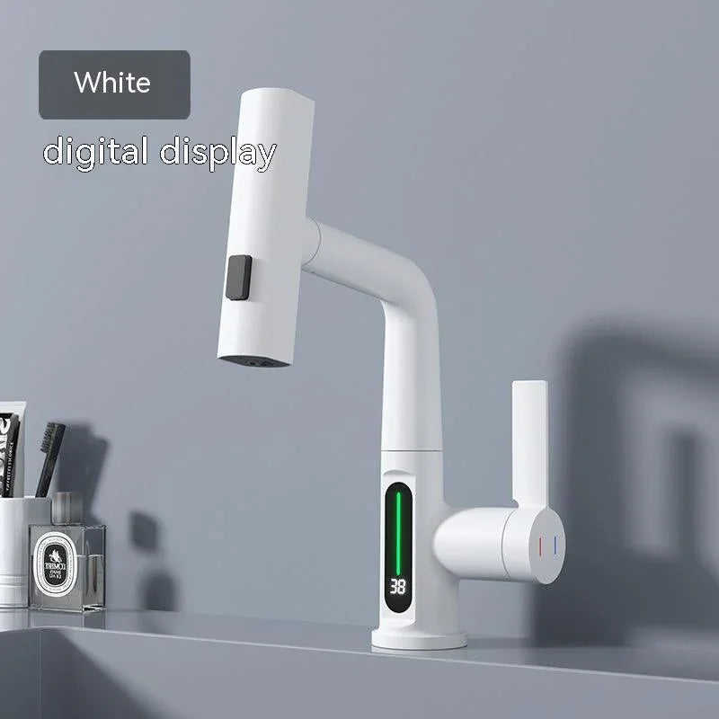 Intelligent Digital Display Faucet Pull-out Basin Faucet Temperature Digital Display Rotation EX-STOCK Canada