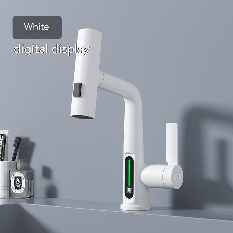 Intelligent Digital Display Faucet Pull-out Basin Faucet Temperature Digital Display Rotation EX-STOCK Canada