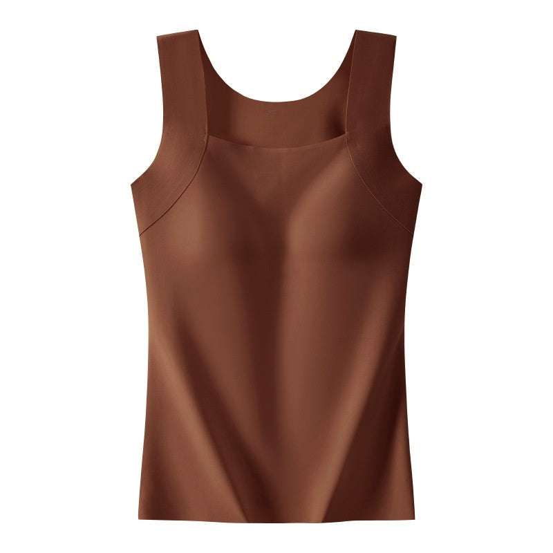 Brown sleeveless top on a white background