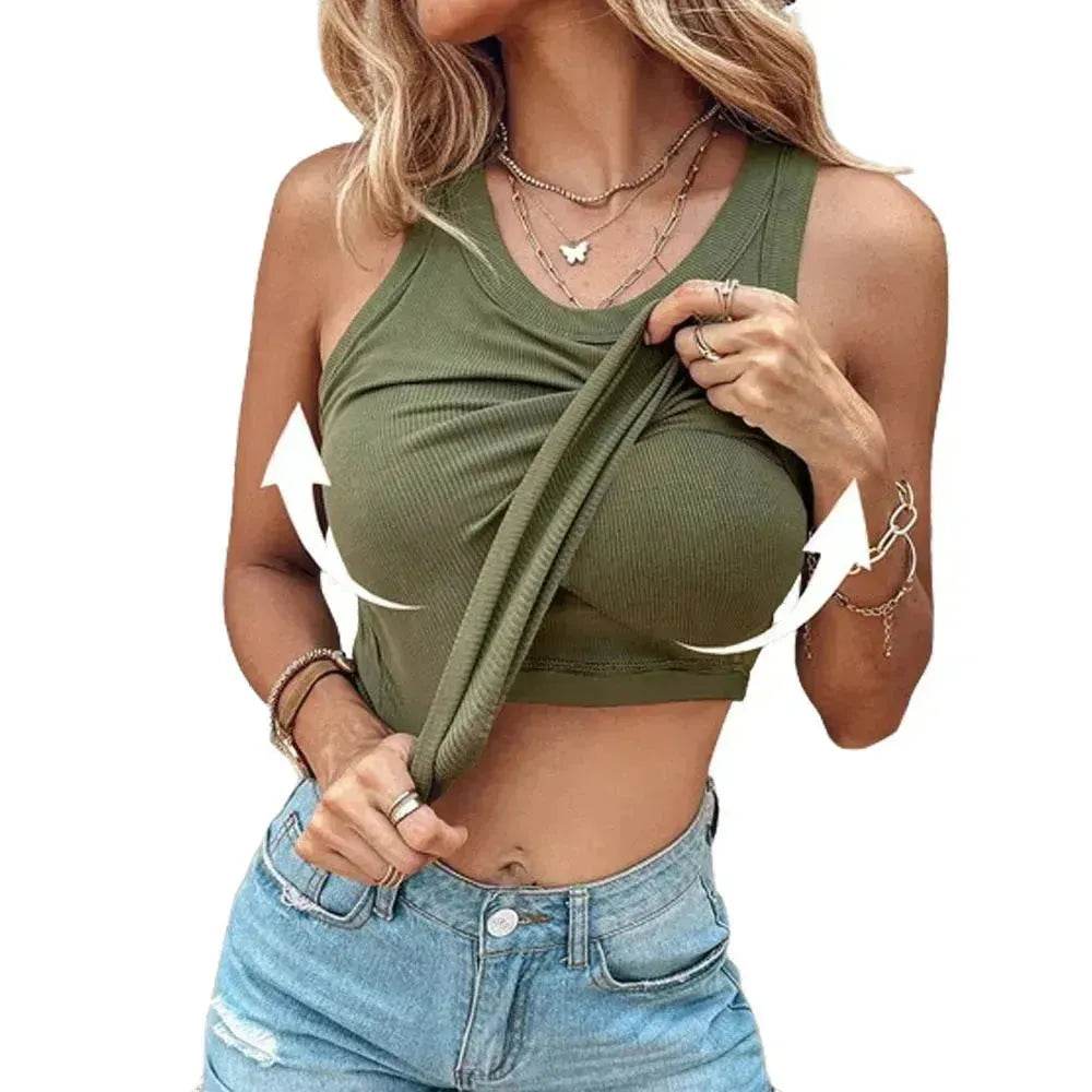 Cotton Round Neck Vest Top Summer Casual Solid Color Bottom Sleeveless Tank Top For Women - EX-STOCK Canada