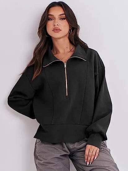 Women's Half Zipper Pullover Long Sleeve Sweatshirt - EX-STOCK Canada