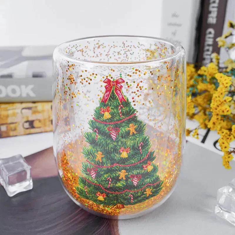 Christmas Tree Cups Heat Resistant Double Layer Household Cartoon Tumbler Gift Idea - EX-STOCK Canada
