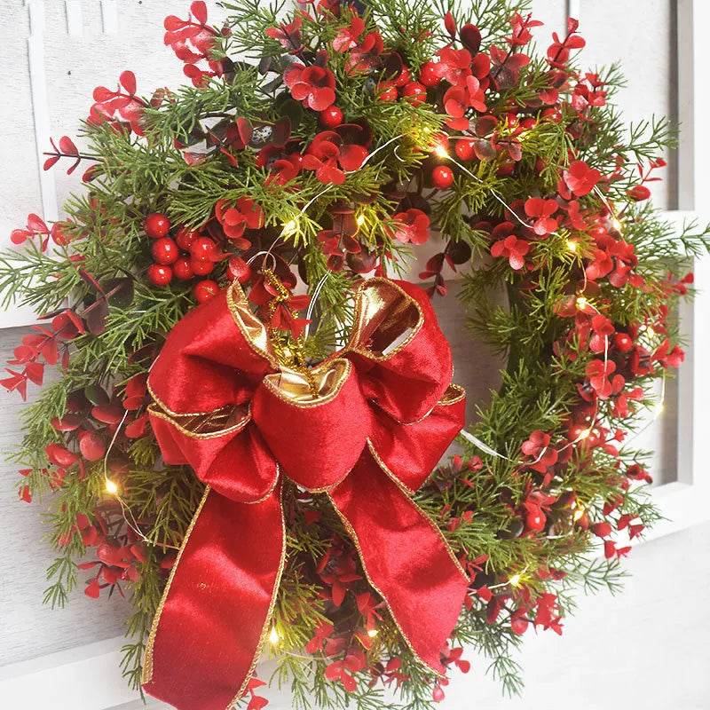 Artifical Cherry Pattern Wreaths Christmas Wreath Red Door Wreath Wall Hanging Garland Ornaments Rattan Circle Wall Decoration - EX-STOCK Canada