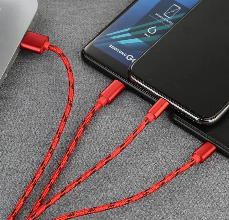 Three-in-one Mobile Phone Charging Cable - EX-STOCK Canada