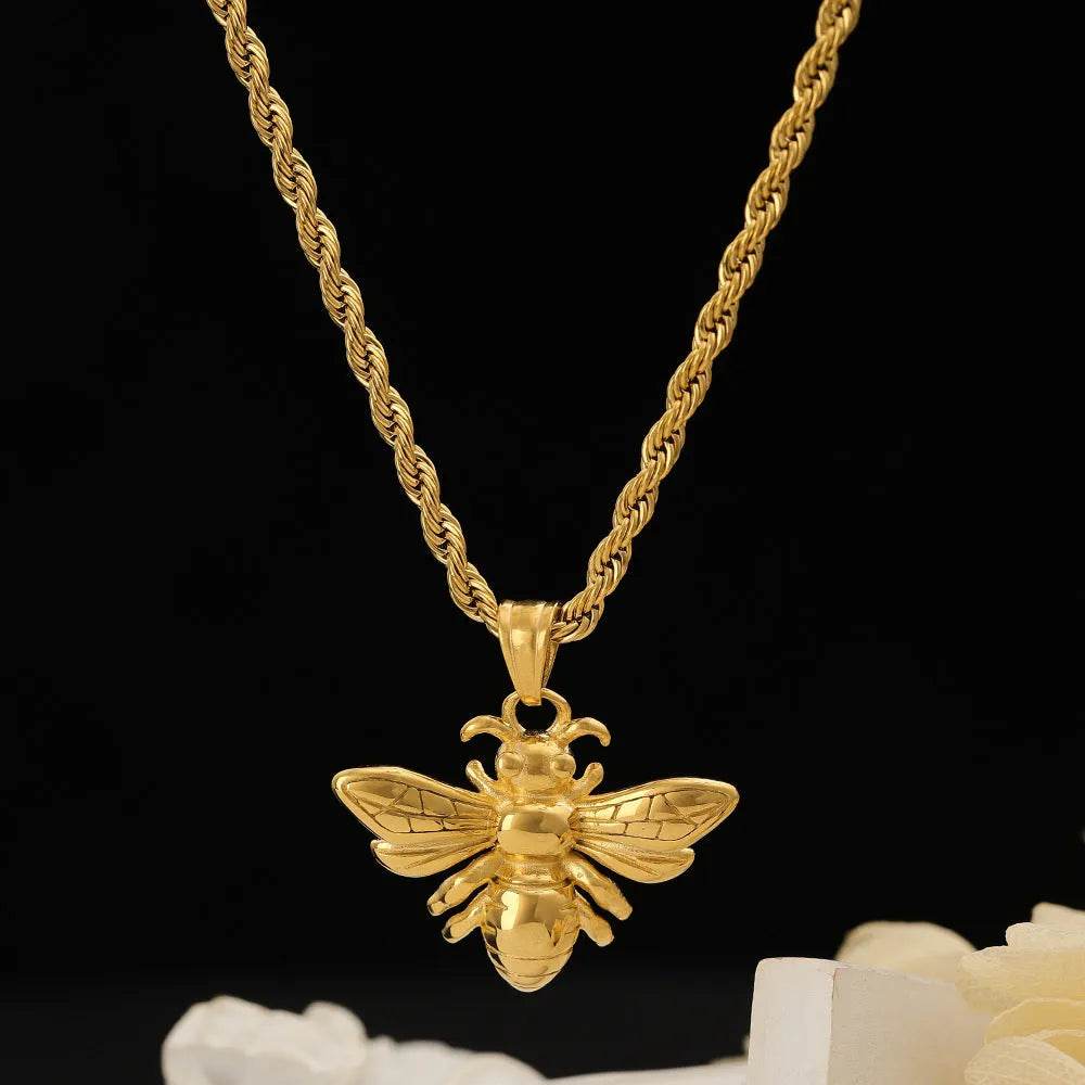 Titanium Steel Bee Necklace Stainless Steel gold - EX-STOCK Canada
