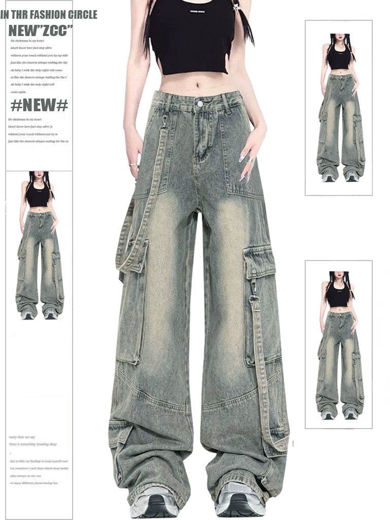 Retro Street style Oversized Baggy Cargo Jeans Pant Women - EX-STOCK Canada