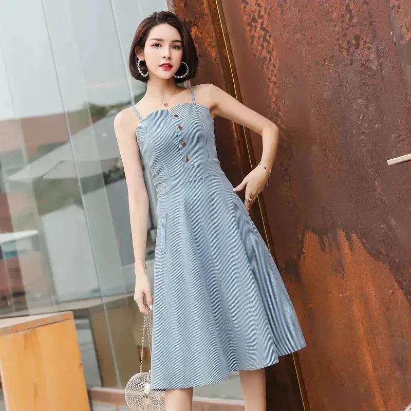 Women Summer Ins Super fashion Skirt dress Spaghetti strap Midi skater dress - EX-STOCK Canada