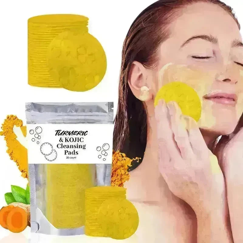 Turmeric and Kojic Exfoliating Cleansing Pads Compressed Facial Sponges Skin Exfoliator For Face Clogged Pores Excess Oil Cleansing - EX-STOCK CANADA