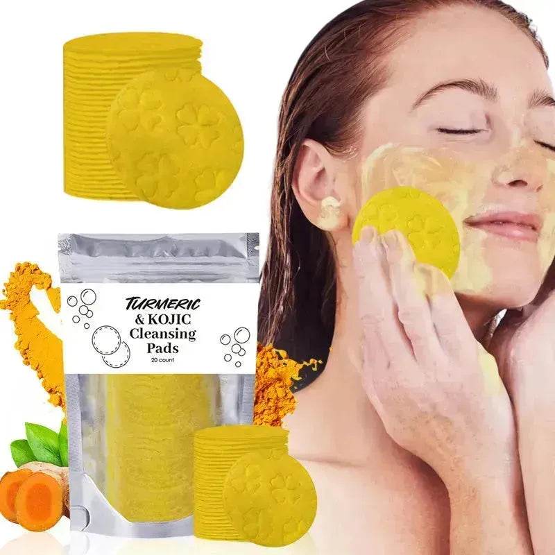 Turmeric and Kojic Exfoliating Cleansing Pads Compressed Facial Sponges Skin Exfoliator For Face Clogged Pores Excess Oil Cleansing - EX-STOCK Canada