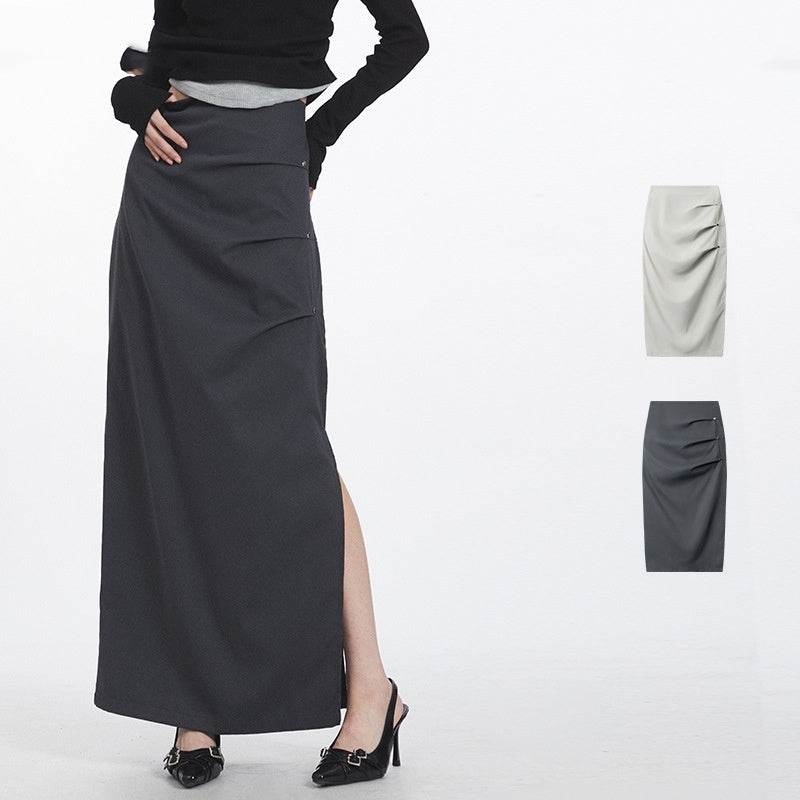 Retro Design Casual Temperament Side Slit long Pencil Skirt for work - EX-STOCK Canada