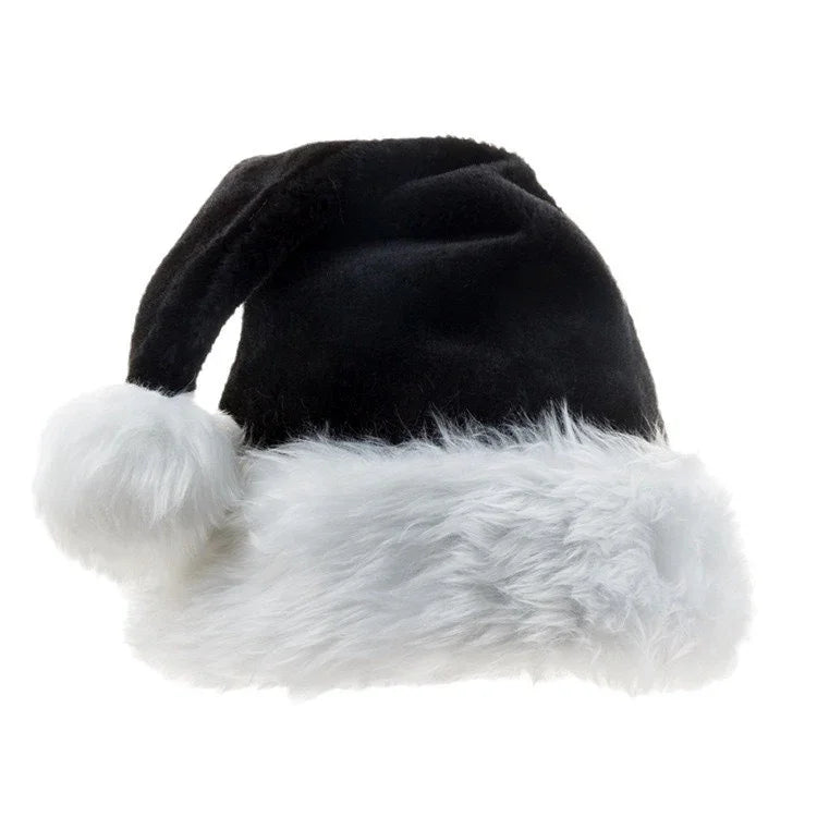 Black Christmas Hat Halloween Plush Hat Thickened Plus-sized Christmas Hat EX-STOCK Canada