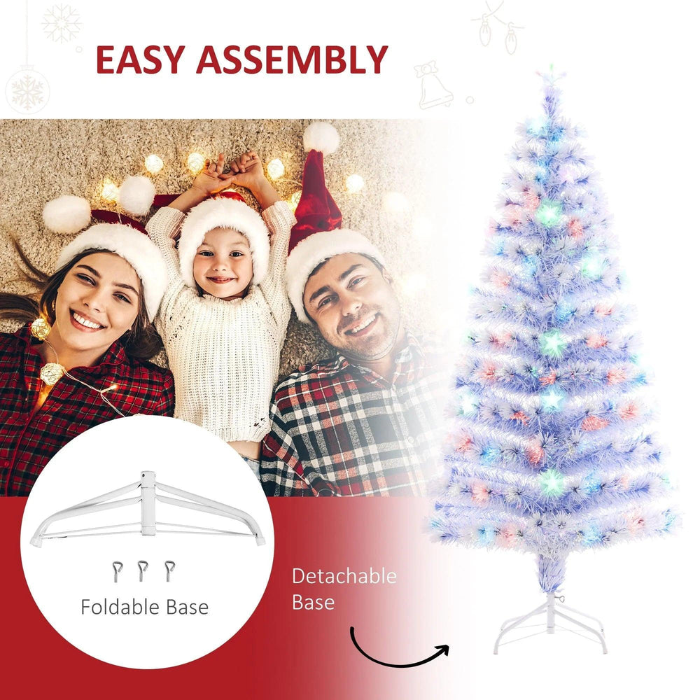 Sapin de Noël de 5 pieds pré-éclairé à fibre optique LED, sapin de Noël artificiel décor saisonnier avec support, décoration d'hiver pour les fêtesEX-STOCK Canada