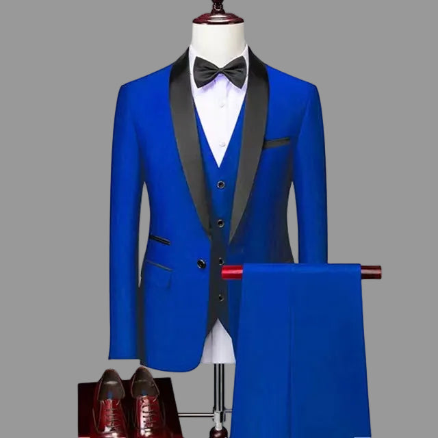 Ensemble costume d'affaires 3 pièces pour hommes – Tenue de mariage et formelle (8 couleurs, S–6XL)