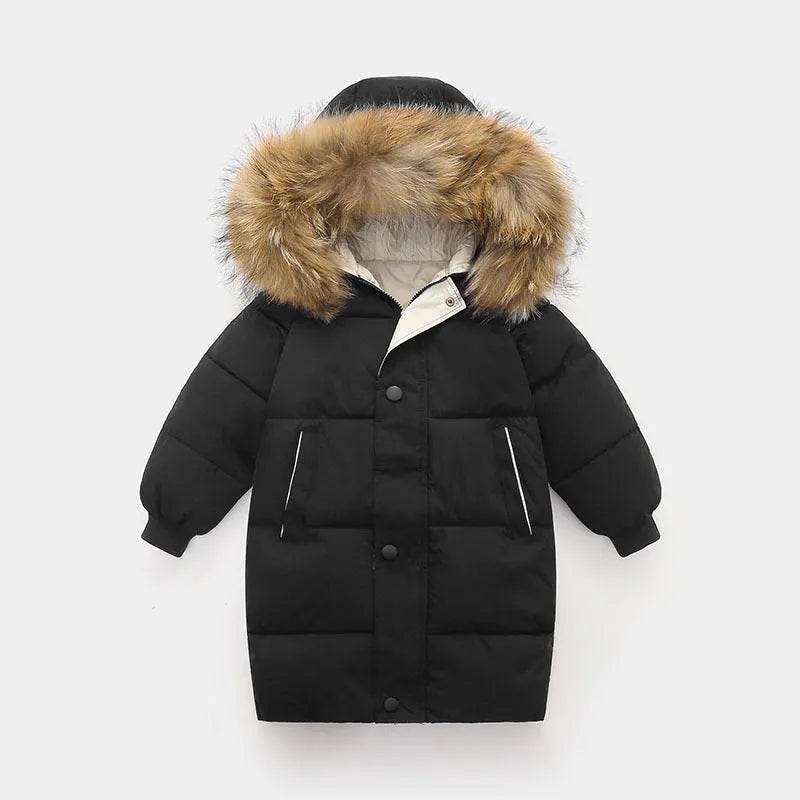 Big Fur Collar Mid-length Medium And Large Children's Clothing Thick Winter Wear Coat - EX-STOCK Canada