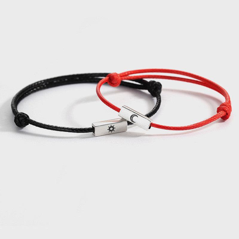 Bracelet Couple Soleil et Lune en Argent Sterling Pour Hommes et Femmes Tissé - EX-STOCK Canada