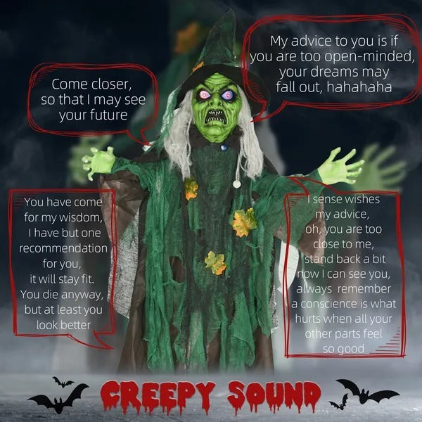 Size Outdoor Halloween Decoration Witch, Animated Prop Decor With Sound And Motion Activated, Light Up Eyes, Creepy Sound EX-STOCK Canada