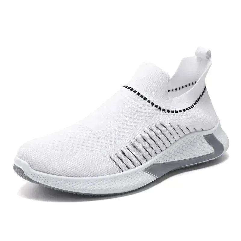 Fashion Mesh Sock Shoes With Striped Design Men Outdoor Breathable Slip-on Sneakers Casual Lightweight Running Sports Shoes - EX-STOCK Canada