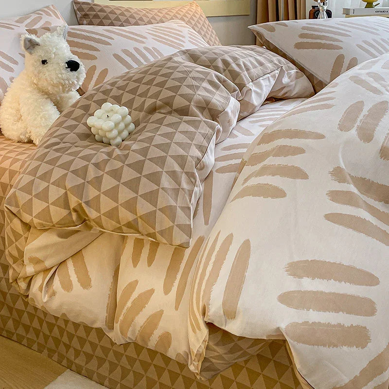 Copripiumino a quattro pezzi in cotone puro di classe A, lenzuolo e copripiumino in cotone puro per la casaEX-STOCK Canada