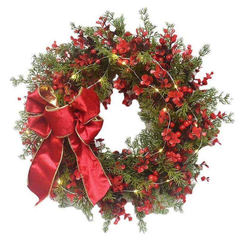 Artifical Cherry Pattern Wreaths Christmas Wreath Red Door Wreath Wall Hanging Garland Ornaments Rattan Circle Wall Decoration - EX-STOCK Canada