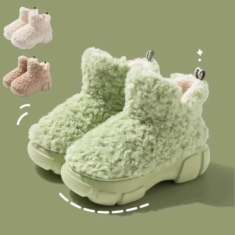 Winter Cashmere Snown Boots With 6cm Platform Warm Plus Velvet High-top Fleece Cotton Shoes Women Outdoor Indoor House Plush Shoes - EX-STOCK Canada