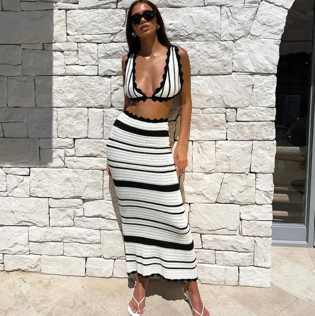 Women's Fashion Striped Texture Holiday Casual Dress Suit - EX-STOCK CANADA