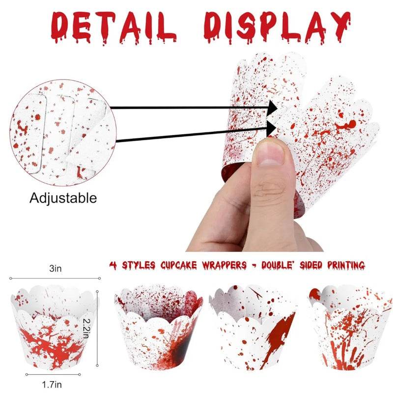 48Pcs Halloween Cupcake Toppers Wrappers Rip Kit Bloody Zombie Hand Cupcake Pick Decorations For Halloween Horror Movie Bloody Theme Birthday Party Cake Decorations Supplies - EX-STOCK Canada