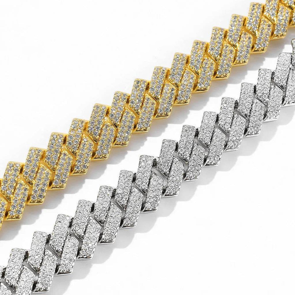 Cubic Copper Inlaid Zircon stone 14mm Diamond Cuban Link Chain necklace - EX-STOCK Canada