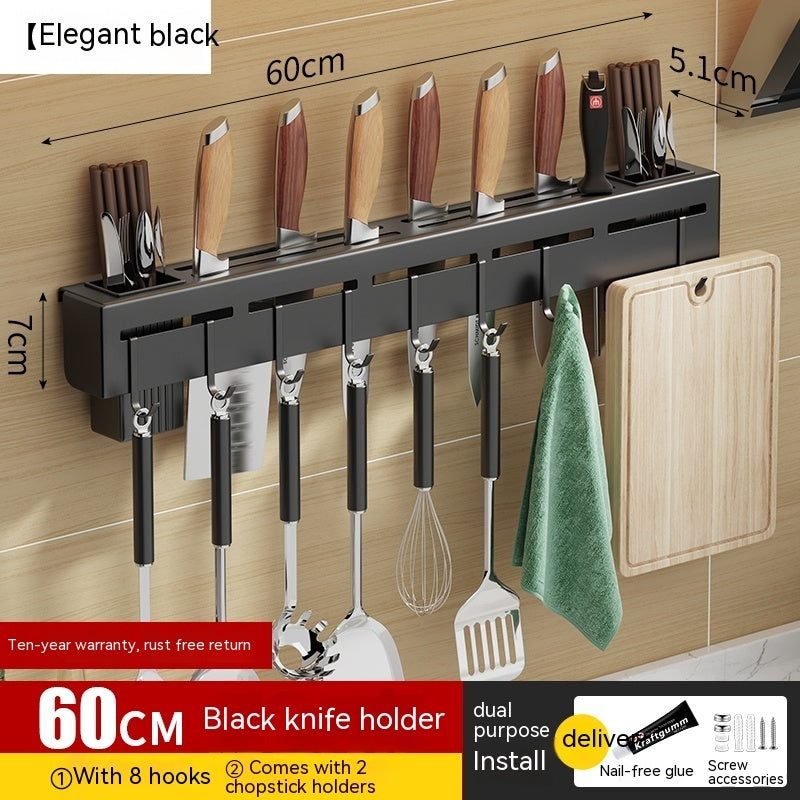 Wall-Mounted No-Drill Kitchen Utensil Rack with Hooks — product view 9 of 17 | EX-STOCK