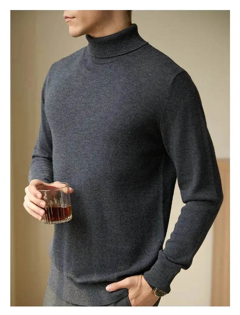 Pure Wool Thermal Slim Fit Turtleneck Sweater for Men - EX-STOCK Canada