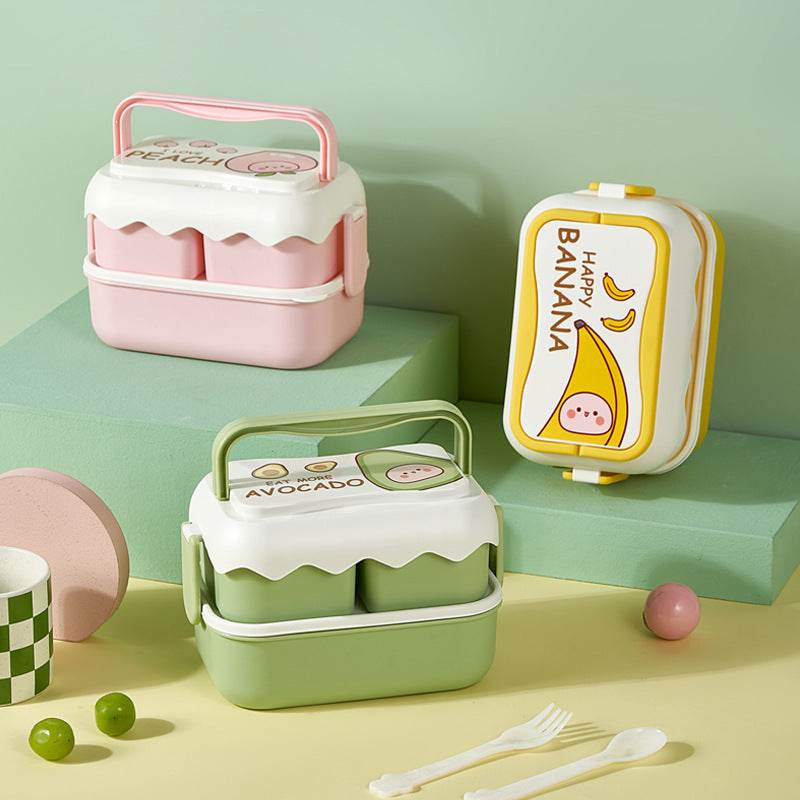 Cute Double Layered Kids Plastic Lunch Box - EX-STOCK Canada