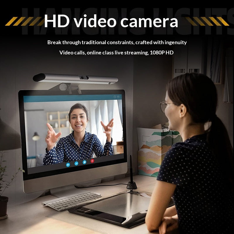 Monitor LED Fill Light with 1080P Webcam and Microphone for Video Calls