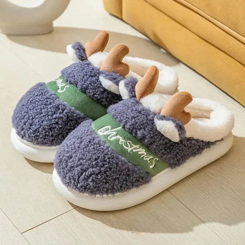 Christmas Shoes Winter Home Slippers Elk Soft Cozy Bedroom Slipper Slip On House Shoes - EX-STOCK Canada