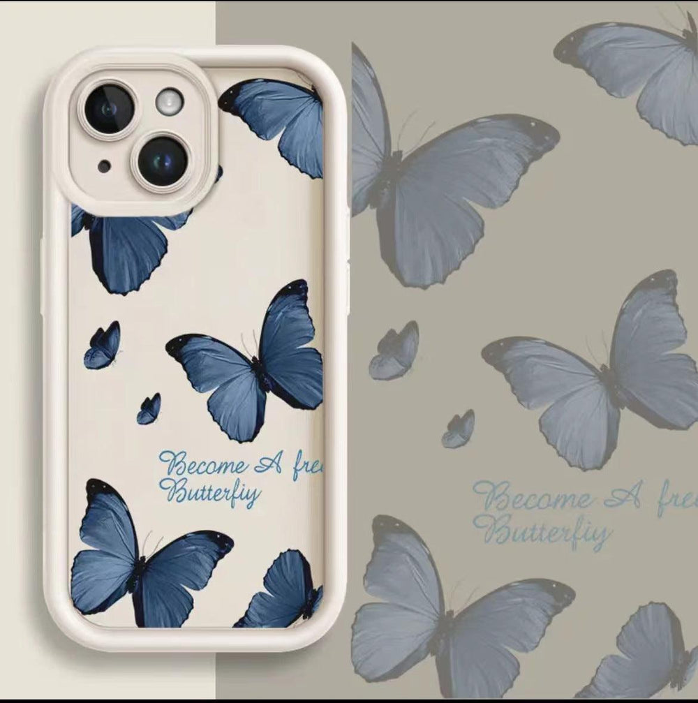 Blue Butterfly Printed Edging Drop-resistant Phone Case EX-STOCK Canada