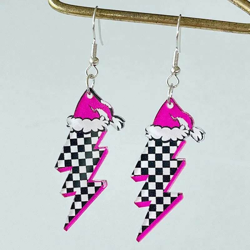 Acrylic Earrings Christmas Cute Cartoon Christmas Santa Claus Tree Football Lightning Earrings Jewelry - EX-STOCK Canada