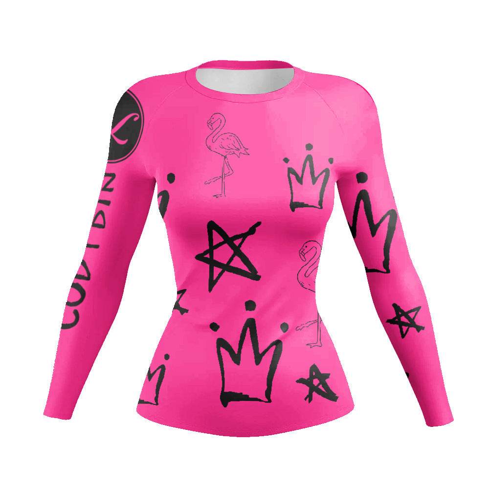Printed Slim Fit Long Sleeve Workout Tops for Women - EX-STOCK Canada