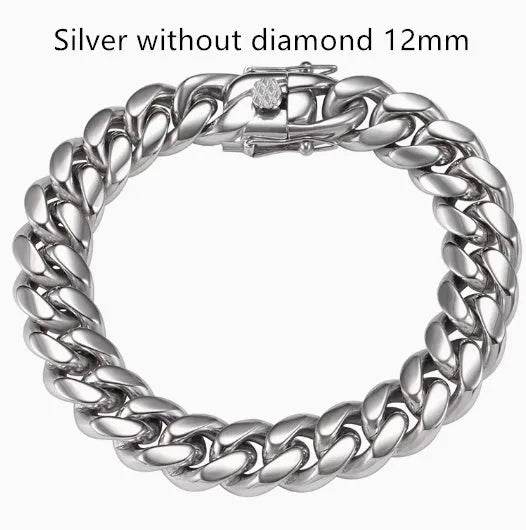 Men's Cuban Link Chain Titanium Steel Silver Bracelet - EX-STOCK Canada
