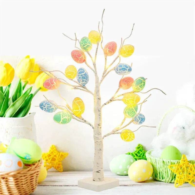 Easter Decoration 60cm Birch Tree Home Easter Egg LED Light Gift Spring Party Tabletop Ornaments Light Easter Party Kids Gifts - EX-STOCK Canada