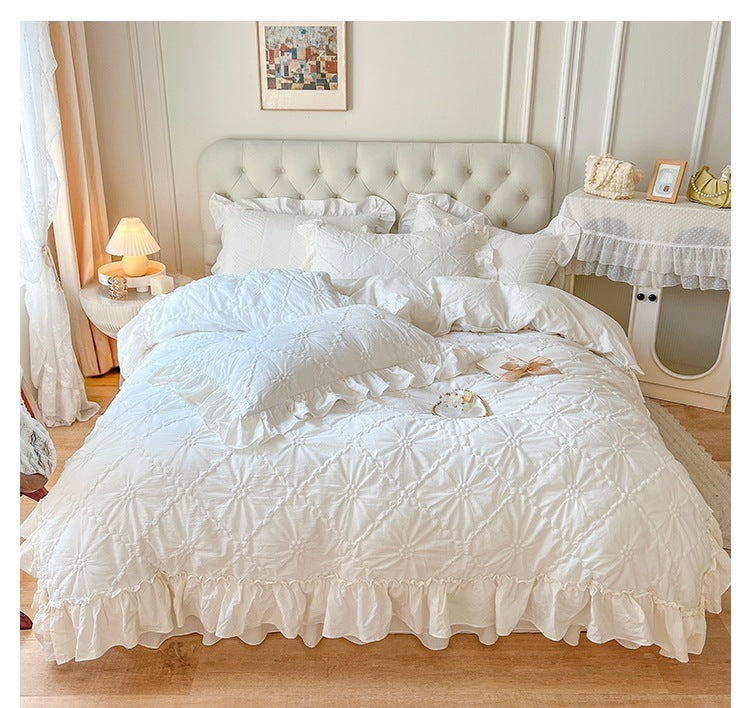 Washed Cotton Four-piece Set Girlish Heart Duvet Cover EX-STOCK Canada