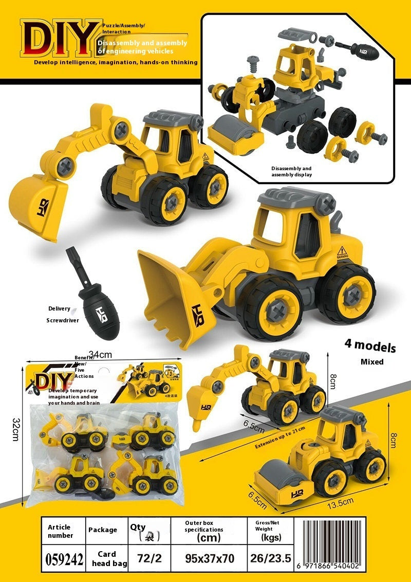 4-in-1 Construction Vehicle Toy Set, Build-and-Play Crane, Excavator and Track System EX-STOCK Canada