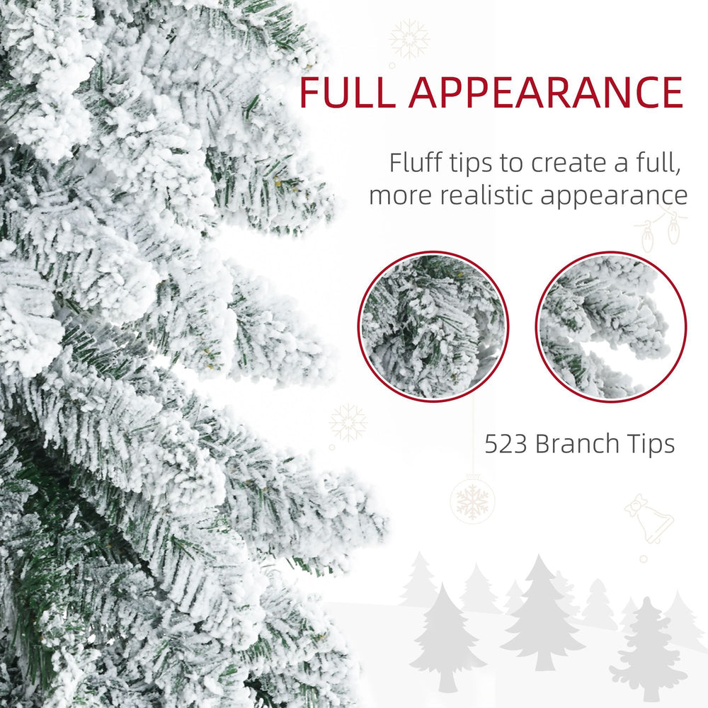 6' Artificial Slim Flocked Christmas Trees, With Snow Frosted Branches, Downswept Shape, Steel Base EX-STOCK Canada