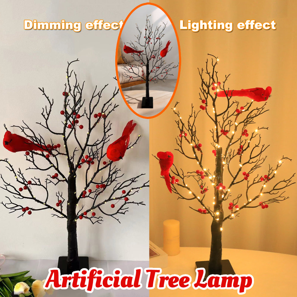 Lighted Mini Birch Tree Light LED Cardinals Christmas Tree Vintage Glowing Tree Light For Table Holiday Home Xmas Decoration EX-STOCK Canada