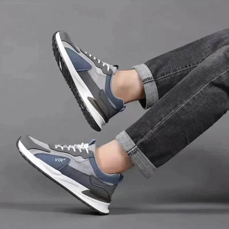 Men's Color Block Mesh Shoes Fashion Casual Lace-up Sneakers Outdoor Breathable Running Sports Shoes - EX-STOCK Canada