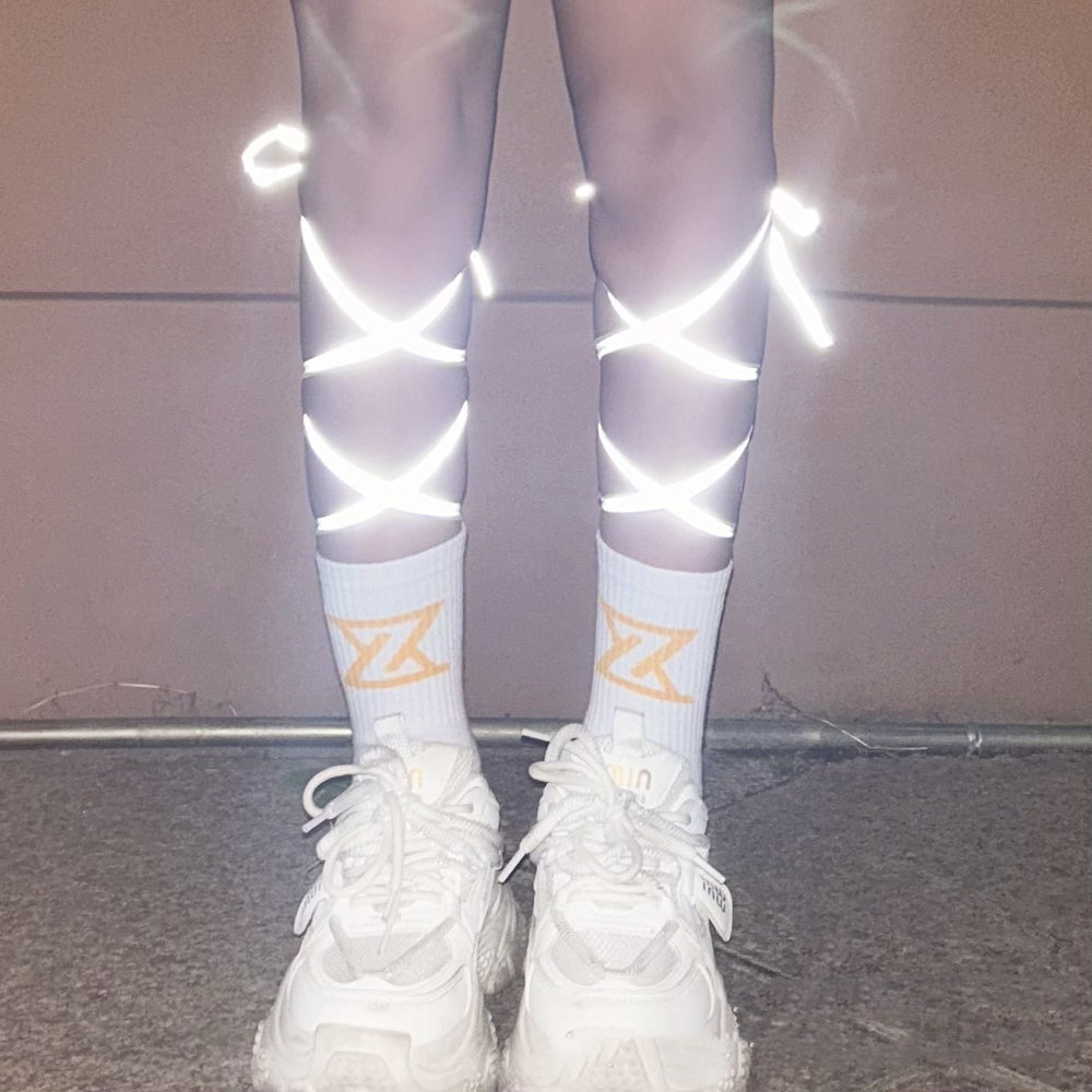 Christmas Reflective Luminous Dance Strap Women's Socks EX-STOCK Canada