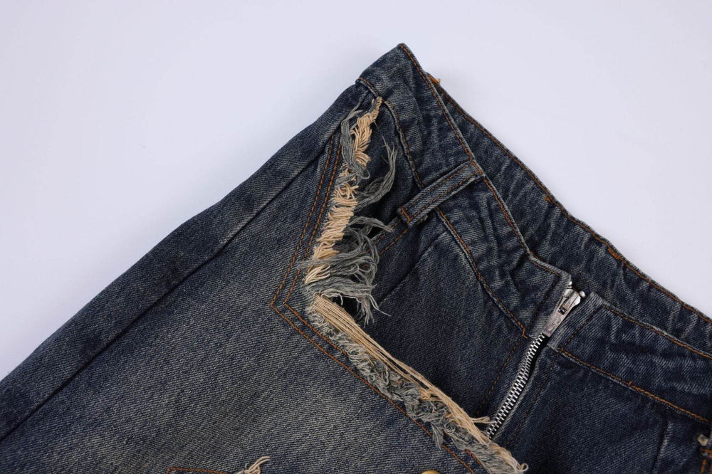 Distressed Denim Pant for women Oversized Streetstyle Patch Cargo Jeans Pant - EX-STOCK Canada