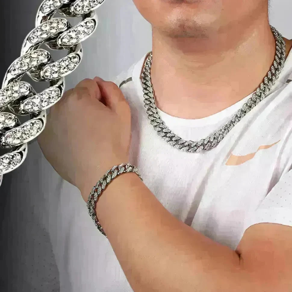 Alloy Line Cuban Link Chain Diamond Bracelet - EX-STOCK CANADA
